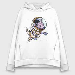 Толстовка оверсайз женская Кот сфинкс космонавт, цвет: белый