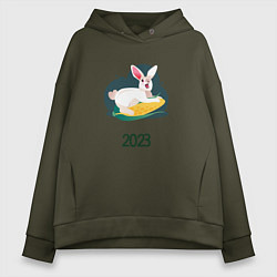 Толстовка оверсайз женская Кролик 2023, цвет: хаки