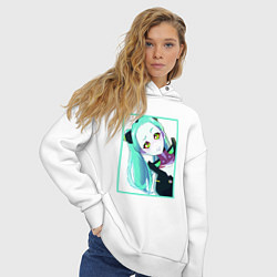 Толстовка оверсайз женская Ребекка из киберпанка - нетраннер, цвет: белый — фото 2