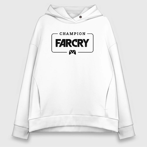 Женское худи оверсайз Far Cry gaming champion: рамка с лого и джойстиком / Белый – фото 1