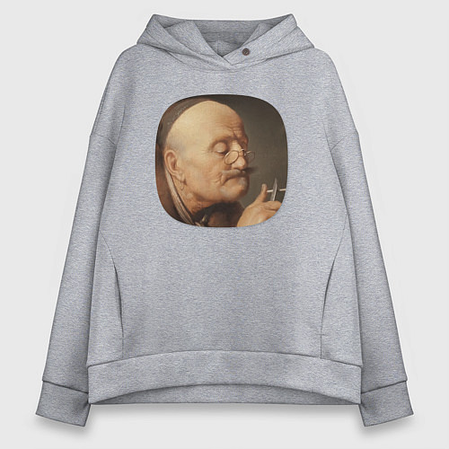 Женское худи оверсайз Картина ренессанса - учёный / Меланж – фото 1