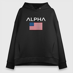 Толстовка оверсайз женская Alpha USA, цвет: черный