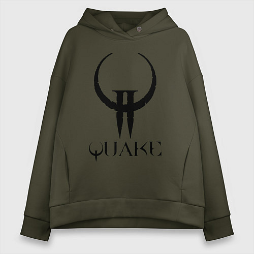 Женское худи оверсайз Quake II logo / Хаки – фото 1