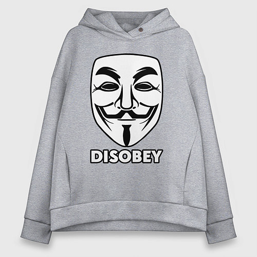 Женское худи оверсайз Guy Fawkes - disobey / Меланж – фото 1