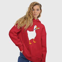 Толстовка оверсайз женская Опасный гусь, цвет: красный — фото 2