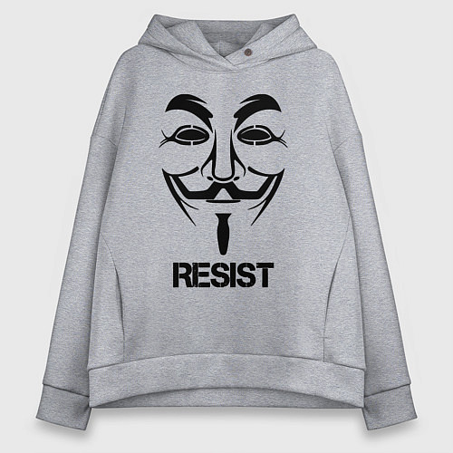 Женское худи оверсайз Guy Fawkes - resist / Меланж – фото 1