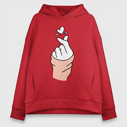 Женское худи оверсайз Hand click / Красный – фото 1