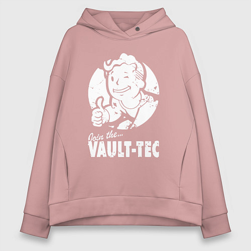 Женское худи оверсайз Vault boy - join the vault tec / Пыльно-розовый – фото 1