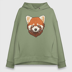 Женское худи оверсайз Голова милой красной панды