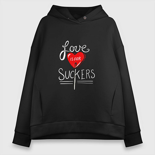 Женское худи оверсайз Love is for suckers / Черный – фото 1