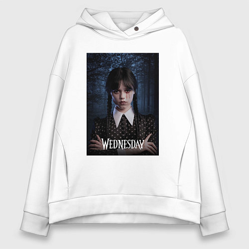 Женское худи оверсайз Взгляд Уэнсдэй / Белый – фото 1