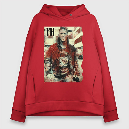 Женское худи оверсайз Том Харди - кинозвезда / Красный – фото 1
