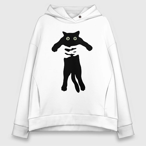 Женское худи оверсайз Кот на ручках / Белый – фото 1