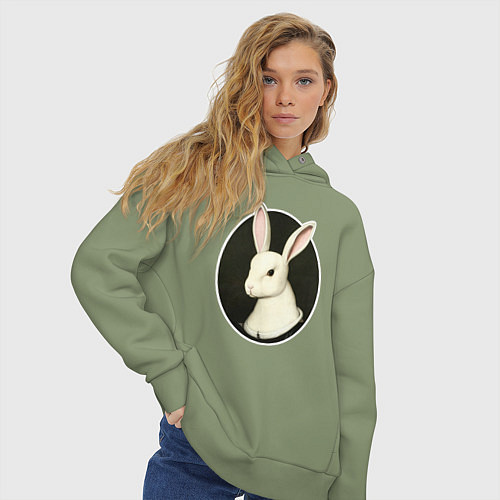 Женское худи оверсайз Средневековый кролик / Авокадо – фото 3