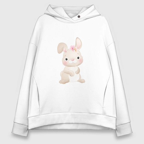 Женское худи оверсайз Милый зайка / Белый – фото 1