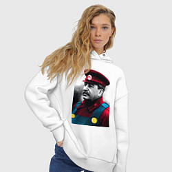 Толстовка оверсайз женская Иосиф Виссарионович Сталин - memes Mario, цвет: белый — фото 2