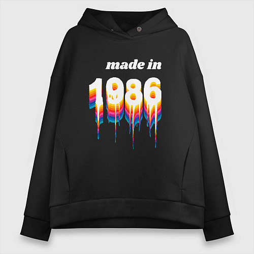 Женское худи оверсайз Made in 1986 liquid art / Черный – фото 1