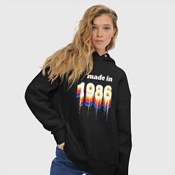 Толстовка оверсайз женская Made in 1986 liquid art, цвет: черный — фото 2