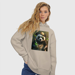 Толстовка оверсайз женская Панда на отдыхе чилит, цвет: миндальный — фото 2