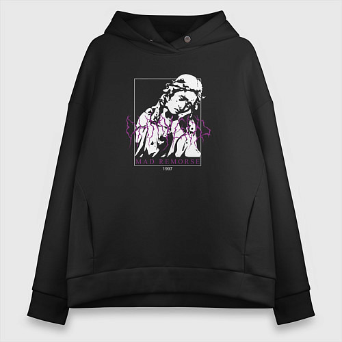 Женское худи оверсайз Mad remorse / Черный – фото 1