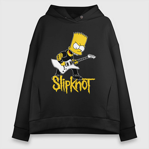 Женское худи оверсайз Slipknot Барт Симпсон рокер / Черный – фото 1