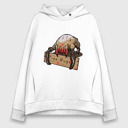 Толстовка оверсайз женская Hugs from crab, цвет: белый