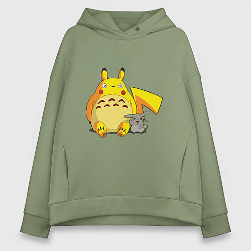 Женское худи оверсайз Pika Totoro / Авокадо – фото 1