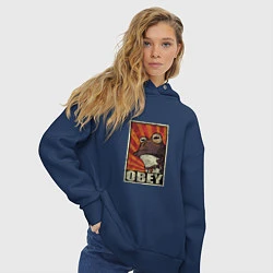 Толстовка оверсайз женская Obey frog, цвет: тёмно-синий — фото 2