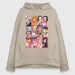 Толстовка оверсайз женская Лучшие девочки One Piece, цвет: миндальный