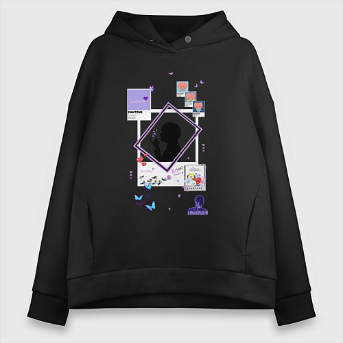 Женское худи оверсайз BTS Тэхен / Черный – фото 1