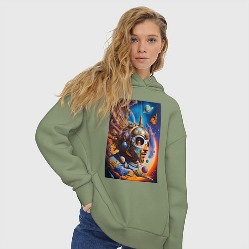 Женское худи оверсайз Сальвадор Дали в космосе / Авокадо – фото 3