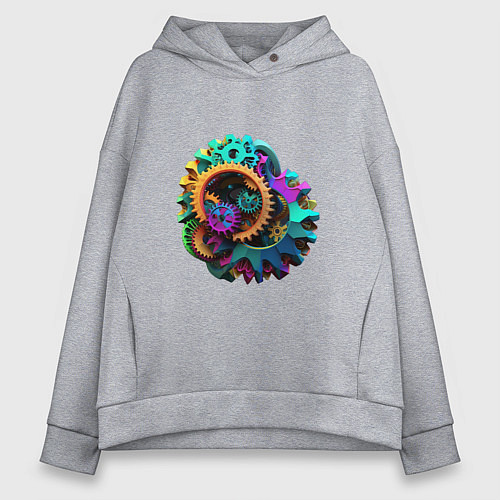 Женское худи оверсайз Цветные шестерёнки / Меланж – фото 1
