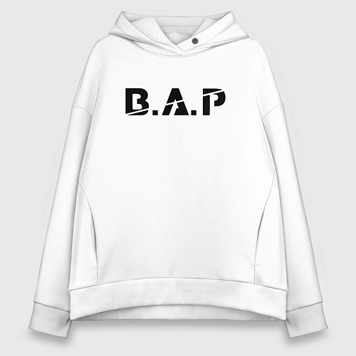 Женское худи оверсайз B A P black logo / Белый – фото 1