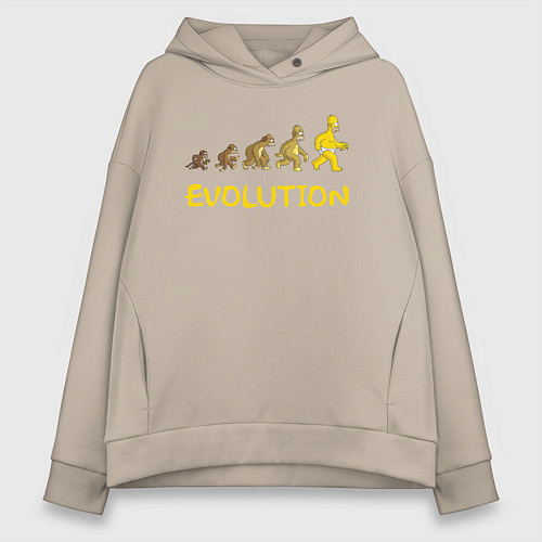 Женское худи оверсайз Эволюция Гомера / Миндальный – фото 1