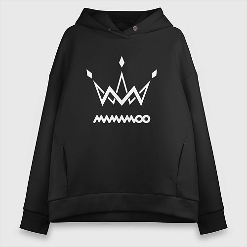 Женское худи оверсайз Mamamoo white logo / Черный – фото 1