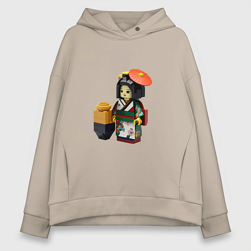 Женское худи оверсайз Гейша в пикселях / Миндальный – фото 1