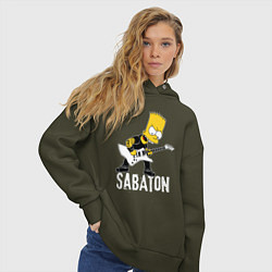 Толстовка оверсайз женская Sabaton Барт Симпсон рокер, цвет: хаки — фото 2