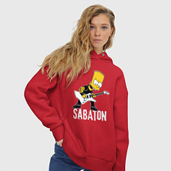 Толстовка оверсайз женская Sabaton Барт Симпсон рокер, цвет: красный — фото 2