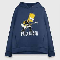 Толстовка оверсайз женская Papa Roach Барт Симпсон рокер, цвет: тёмно-синий