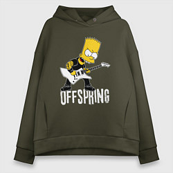 Толстовка оверсайз женская Offspring Барт Симпсон рокер, цвет: хаки
