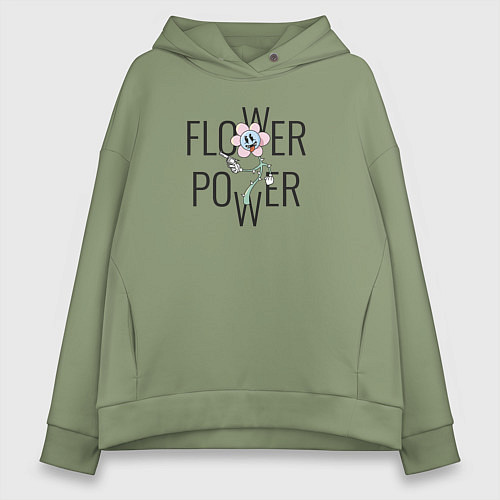Женское худи оверсайз Flower power / Авокадо – фото 1