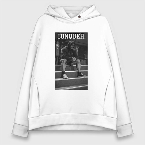 Женское худи оверсайз Cbum conquer Крис Бамстед / Белый – фото 1