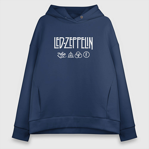 Женское худи оверсайз Led Zeppelin символы / Тёмно-синий – фото 1