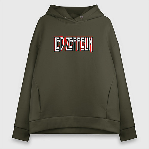 Женское худи оверсайз Led Zeppelin логотип / Хаки – фото 1
