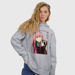 Толстовка оверсайз женская Zero Two anime girl, цвет: меланж — фото 2