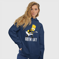 Толстовка оверсайз женская Green Day Барт Симпсон рокер, цвет: тёмно-синий — фото 2