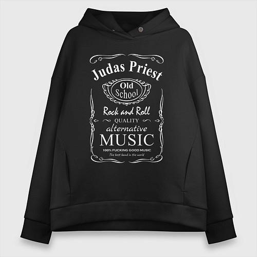 Женское худи оверсайз Judas Priest в стиле Jack Daniels / Черный – фото 1