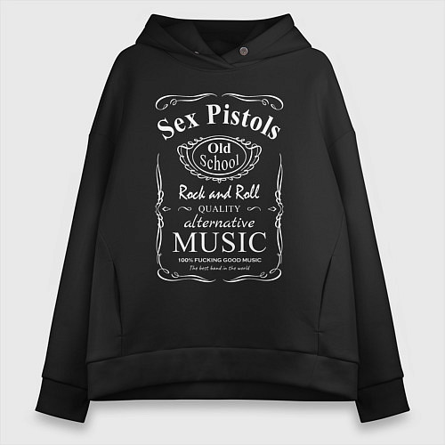 Женское худи оверсайз Sex Pistols в стиле Jack Daniels / Черный – фото 1
