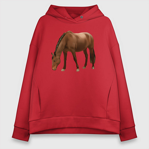 Женское худи оверсайз Датская теплокровная лошадь / Красный – фото 1