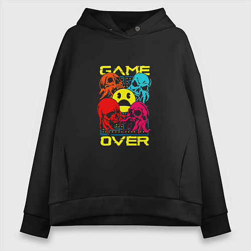 Женское худи оверсайз Game over inscription / Черный – фото 1